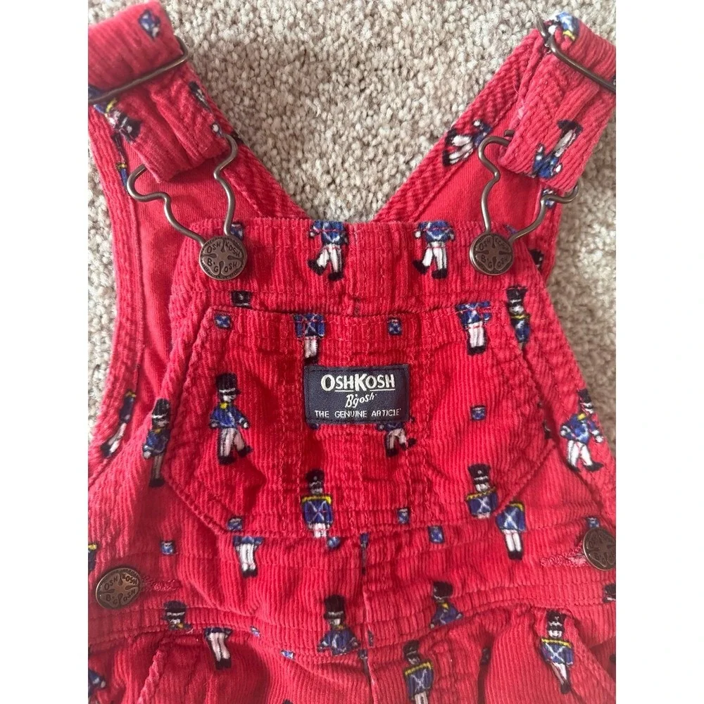 Osh Kosh B'Gosh Vestbak Red Toy Soldier Corduroy Overalls‎ 3 Months Retro Y2K